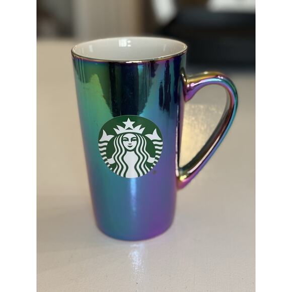 Starbucks Coffee Mug 16oz Rainbow Holographic Iridescent Oil Slick 2022 Holiday - Picture 1 of 5